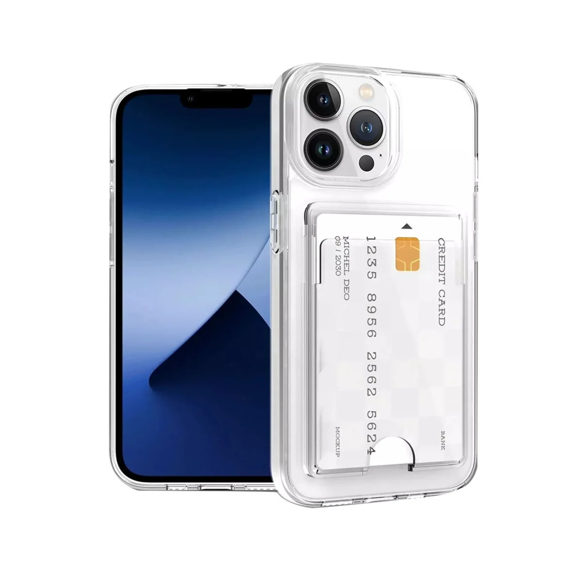 Apple İphone 14 Pro Max Kılıf Kart Şeffaf Silikon - Şeffaf görsel 2
