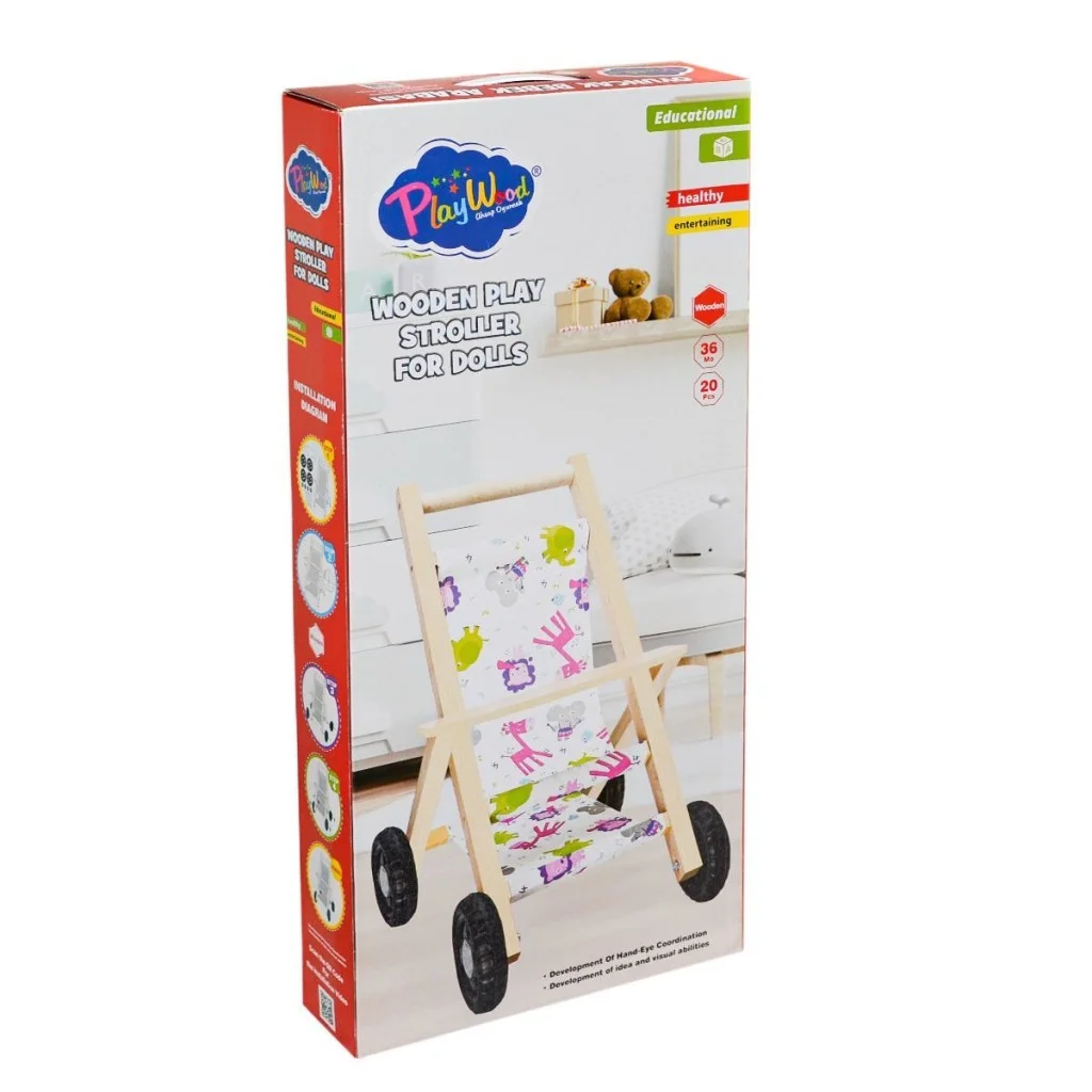 ONY-386 Ahşap Oyuncak Bebek Arabası -Onyıl görsel 2