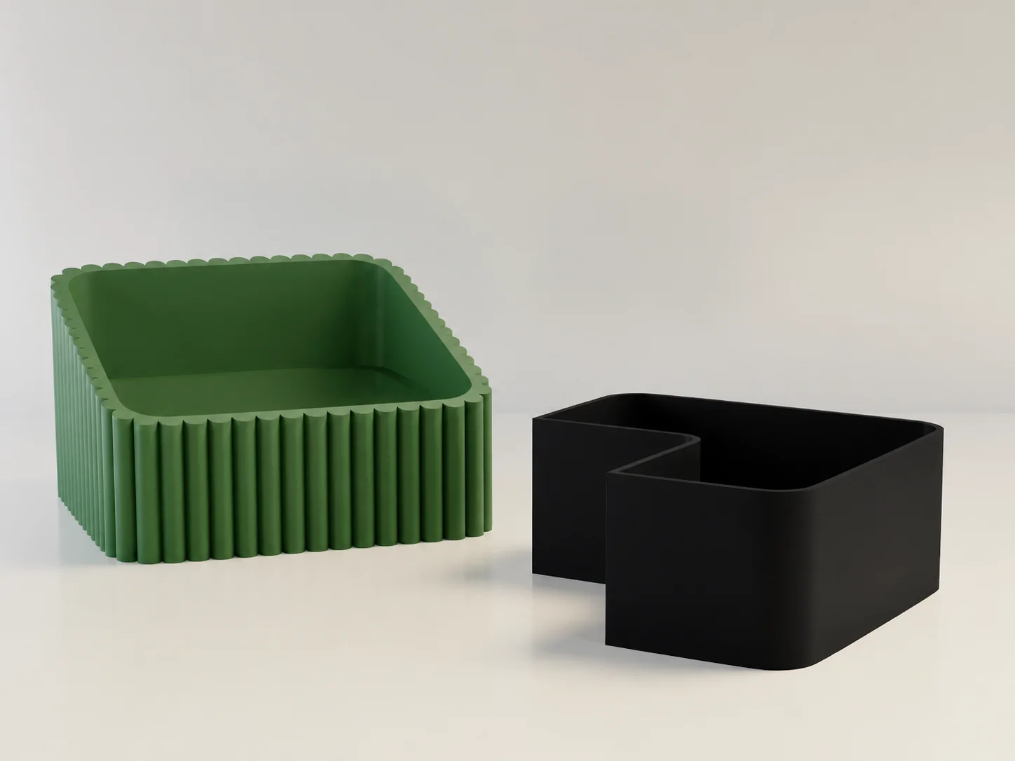 3D Baskı Fıstık Kasesi - Çift Hazneli Kabuk Ayırıcı Sunum Kasesi - Yeşil Siyah görsel 2