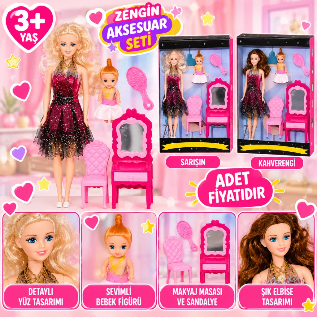02412 Anlily Makyaj Masalı Bebek / +3 yaş adet fiyatıdır
