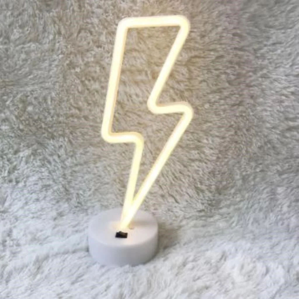 Dekoratif Şimşek Şeklinde Pilli Neon Led Lamba Süs Masa Lambası görsel 5
