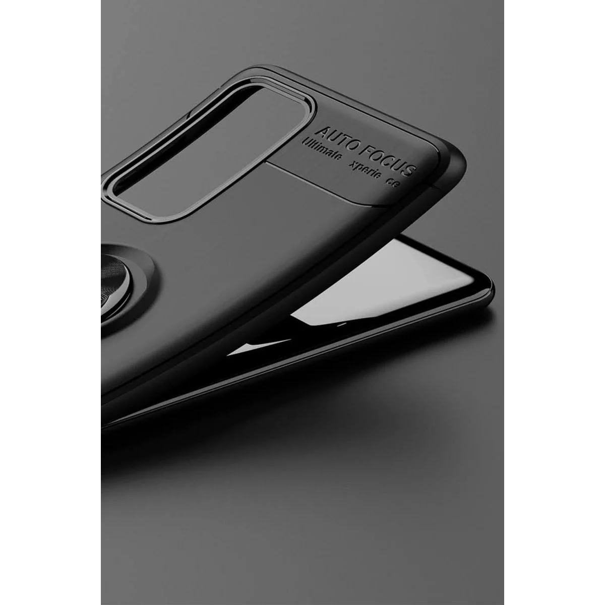Huawei P40 Kılıf Range Yüzüklü Silikon - Siyah-kırmızı görsel 4