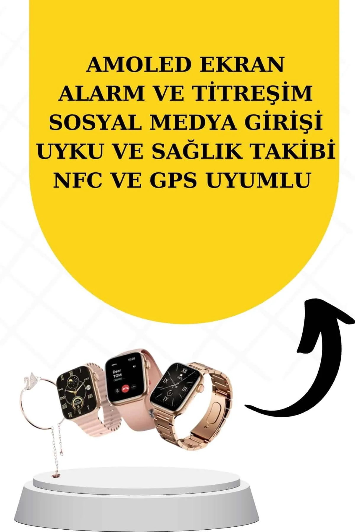 Bileklikli Amoled Ekran Akıllı Saat ve Dijital Göstergeli Kablosuz Bluetooth Kulaklık ANC/ ENC görsel 2