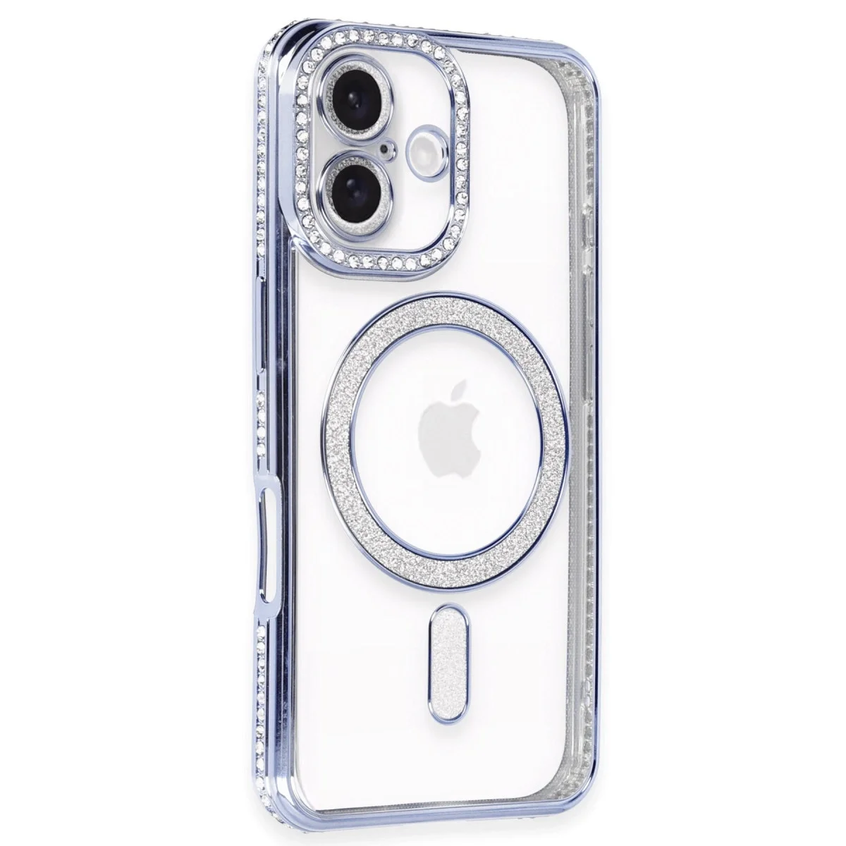 Apple İphone 16 Kılıf Joke Simli Magneticsafe Kılıf - Mavi