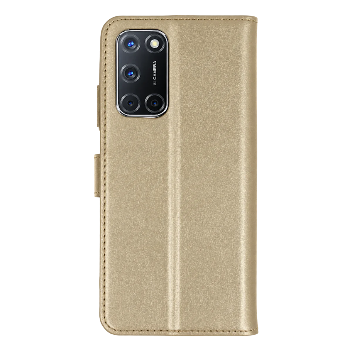 Oppo A52 Trend S Plus Kapaklı Kılıf - Gold