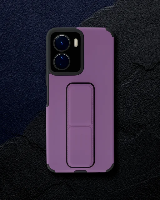 Vivo Y16 Kılıf Mega Standlı Silikon - Mor