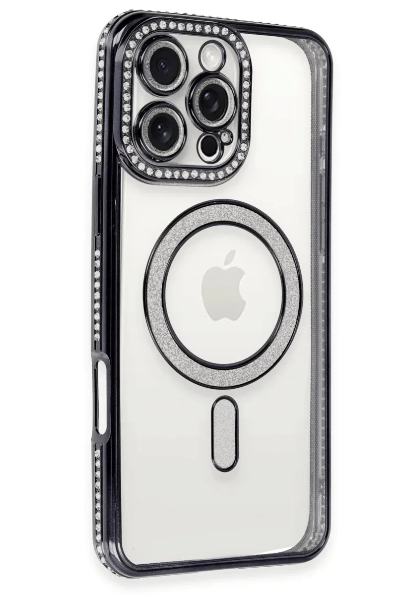 Apple iPhone 16 Pro Kılıf Joke Simli Magneticsafe Kılıf - Siyah
