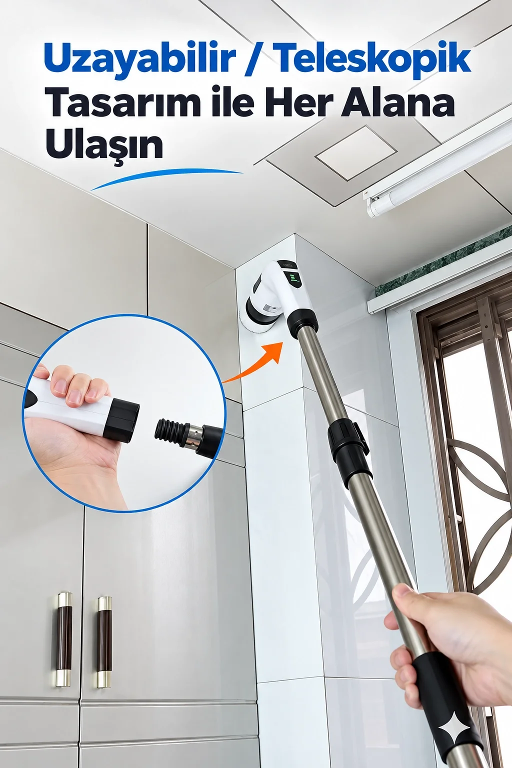 Turbo Clean Elektrikli Temizlik Fırçası 7 Başlıklı Kablosuz Şarjlı Döner Fırça görsel 5