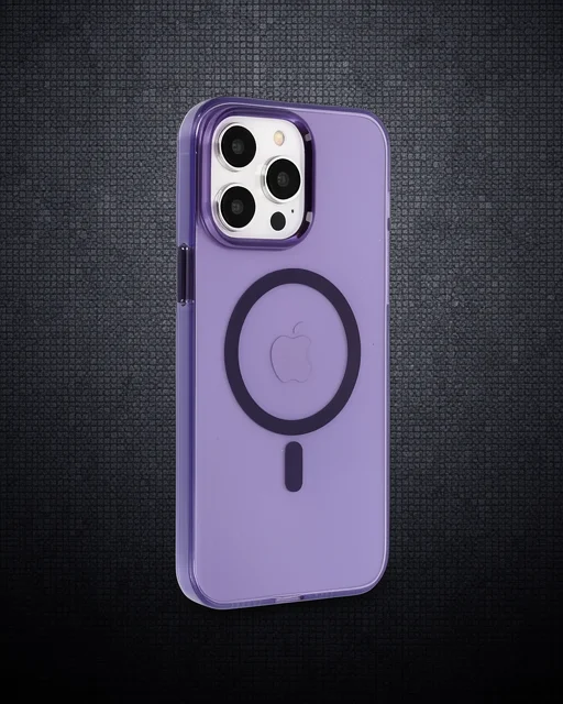 Apple İphone 14 Pro Kılıf Tron Şeffaf Magsafe Kapak - Derin Mor