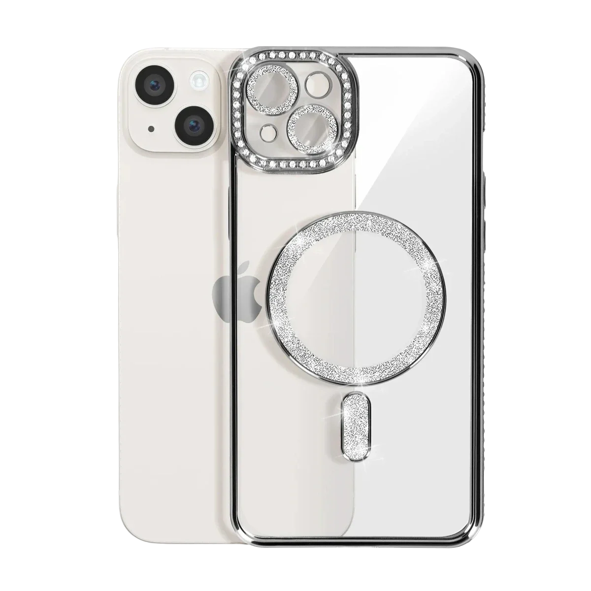 Apple iPhone 14 Kılıf Joke Simli Magneticsafe Kılıf - Siyah görsel 3