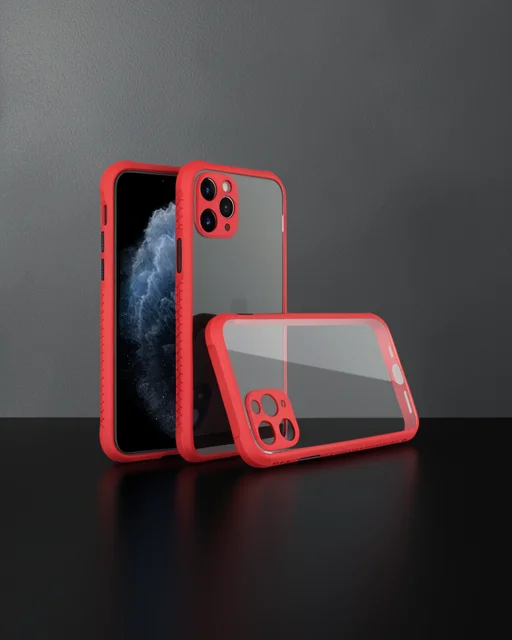 Apple İphone 11 Pro Kılıf Miami Şeffaf Silikon - Kırmızı