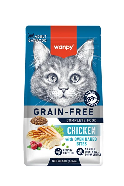 Tahılsız tavuklu yetişkin kedi maması 1,5 kg ( wanpy)