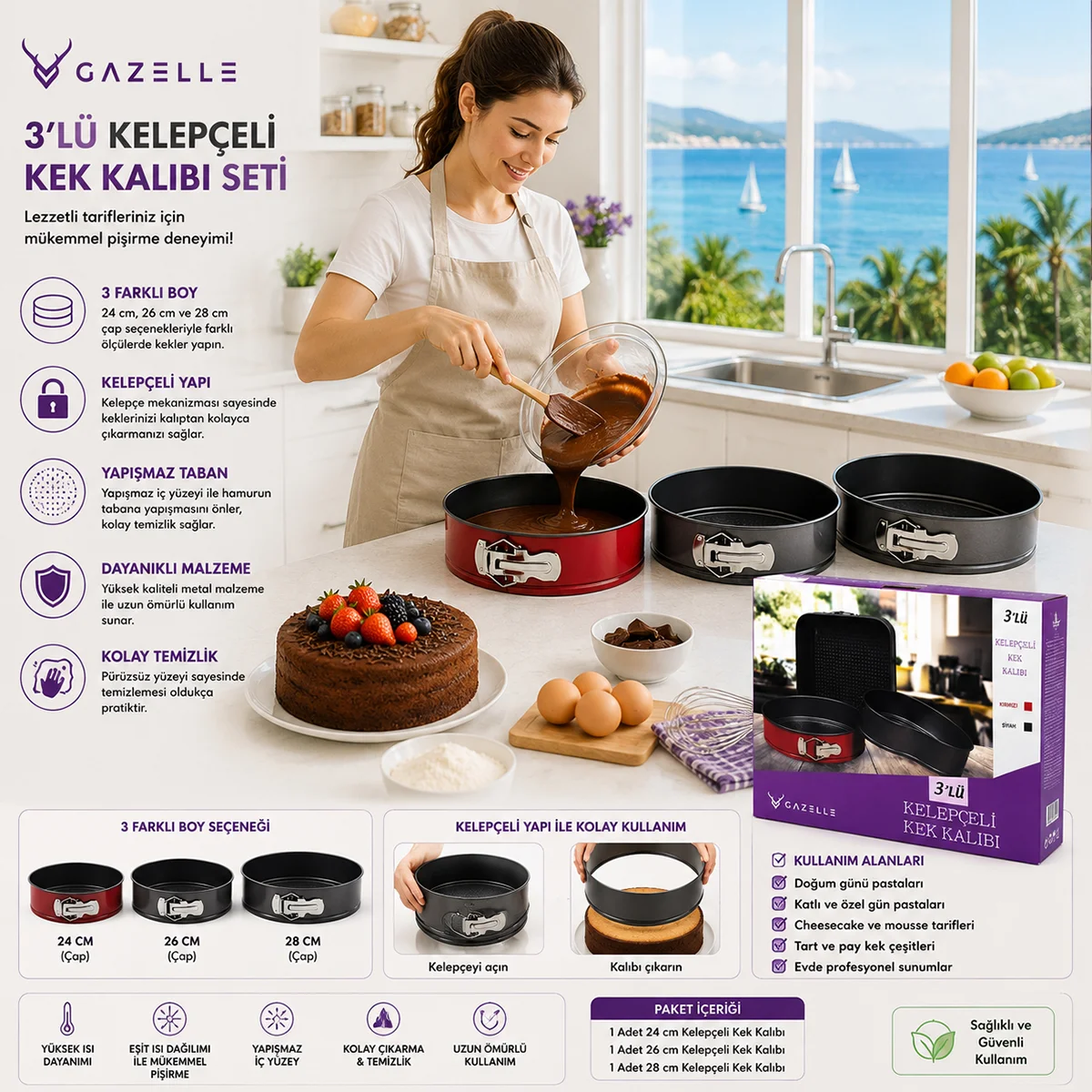 Yuvarlak Metal Kelepçeli Kek Kalıbı görsel 5