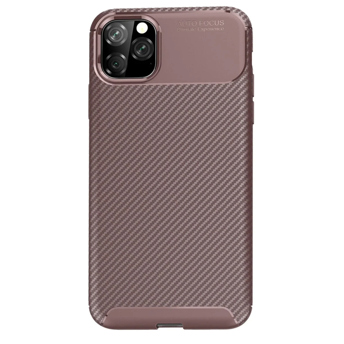 Apple İphone 11 Pro Kılıf Auto Focus Karbon Kapak - Kahverengi görsel 3