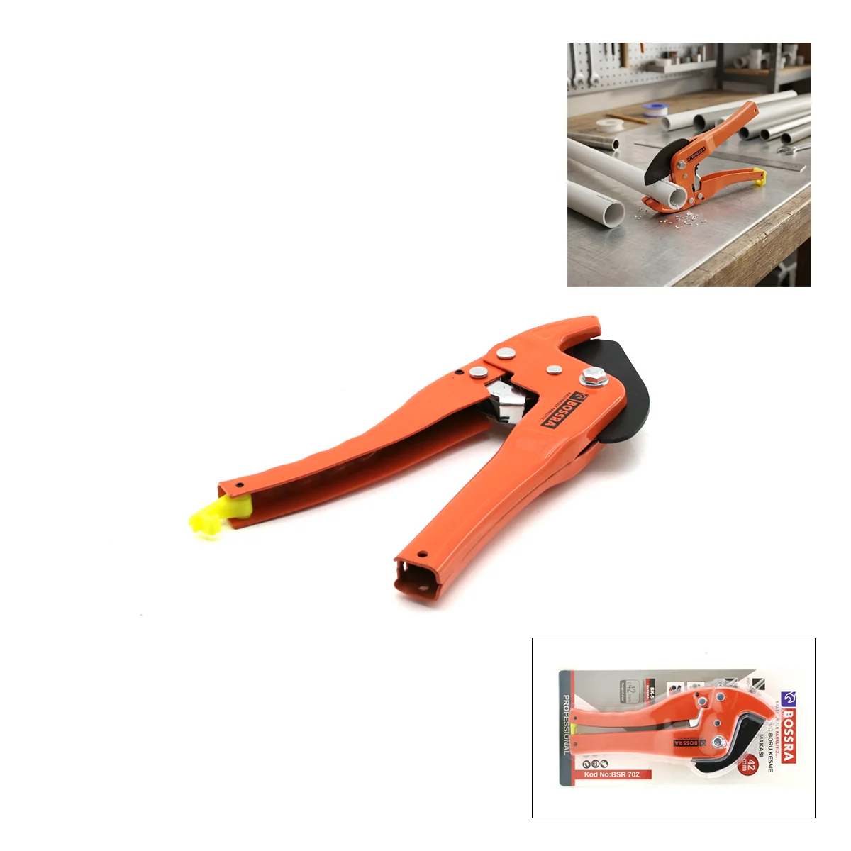 PVC Boru Kesme Makası 42 mm - Turuncu görsel 2