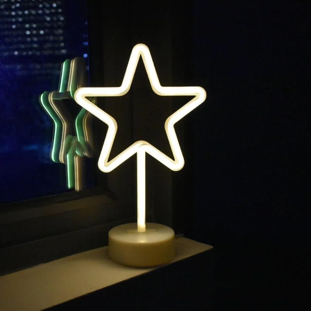 Yıldız Tasarımlı Neon Led Masa Ve Gece Lambası Dekoratif Işık (adet fiyatıdır) görsel 2