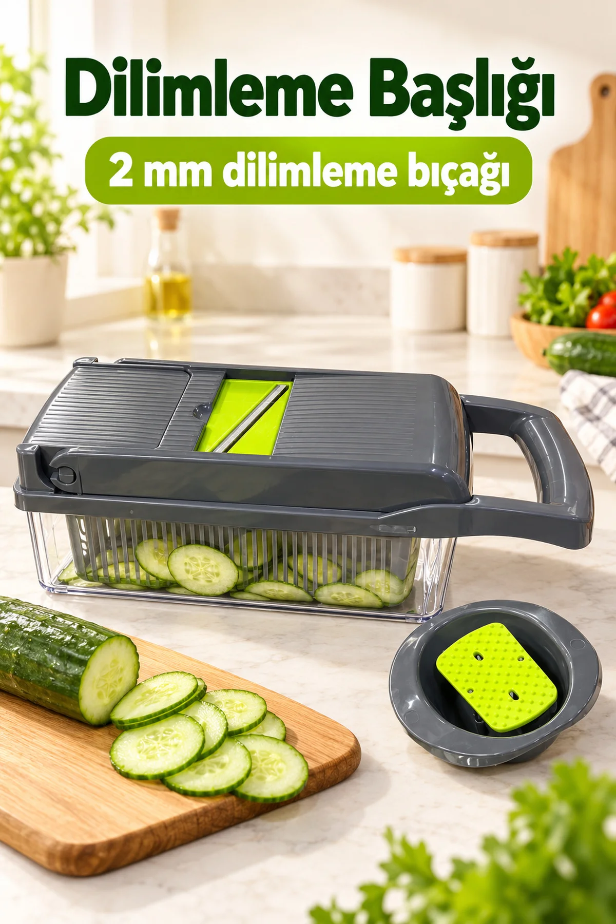 Hazneli Sebze Doğrayıcı Küp Kesim Bıçaklı Set