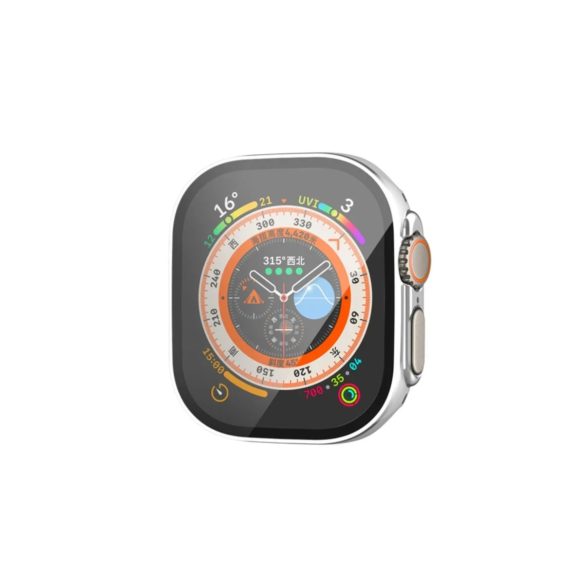 Apple Watch Ultra 49mm Legend Camlı Kasa Ekran Koruyucu - Gümüş