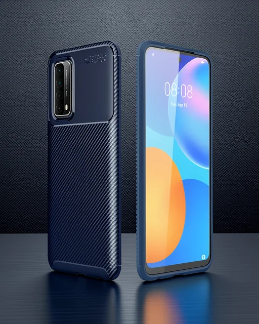 Huawei P Smart 2021 Kılıf Auto Focus Karbon Kapak - Lacivert
