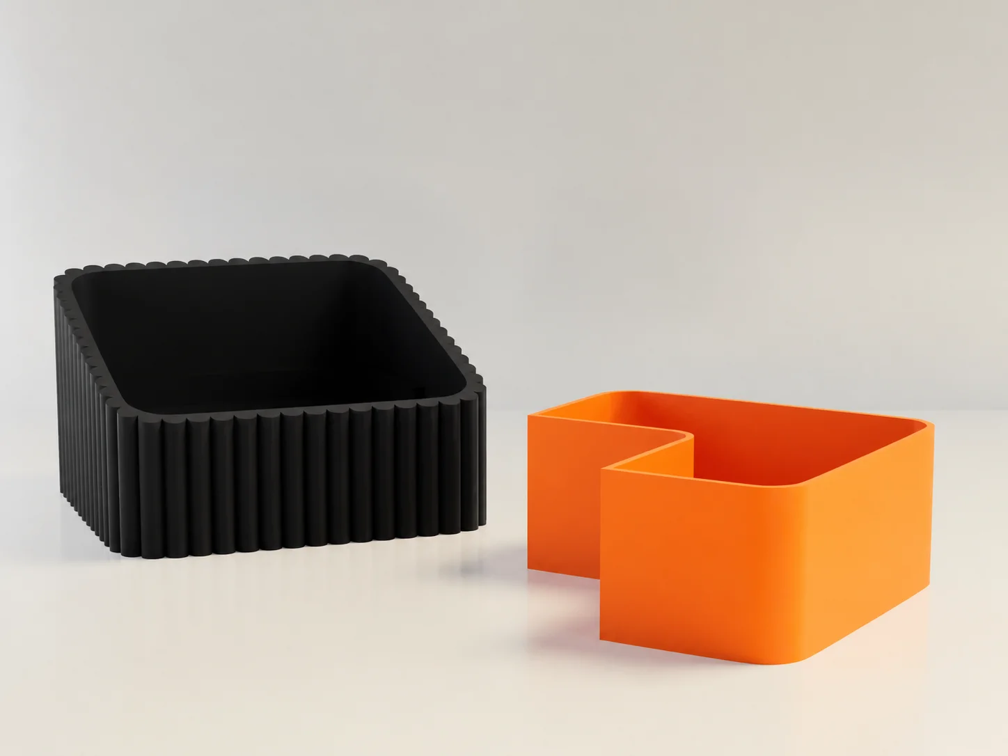 3D Baskı Fıstık Kasesi - Çift Hazneli Kabuk Ayırıcı Sunum Kasesi - Siyah Turuncu görsel 2