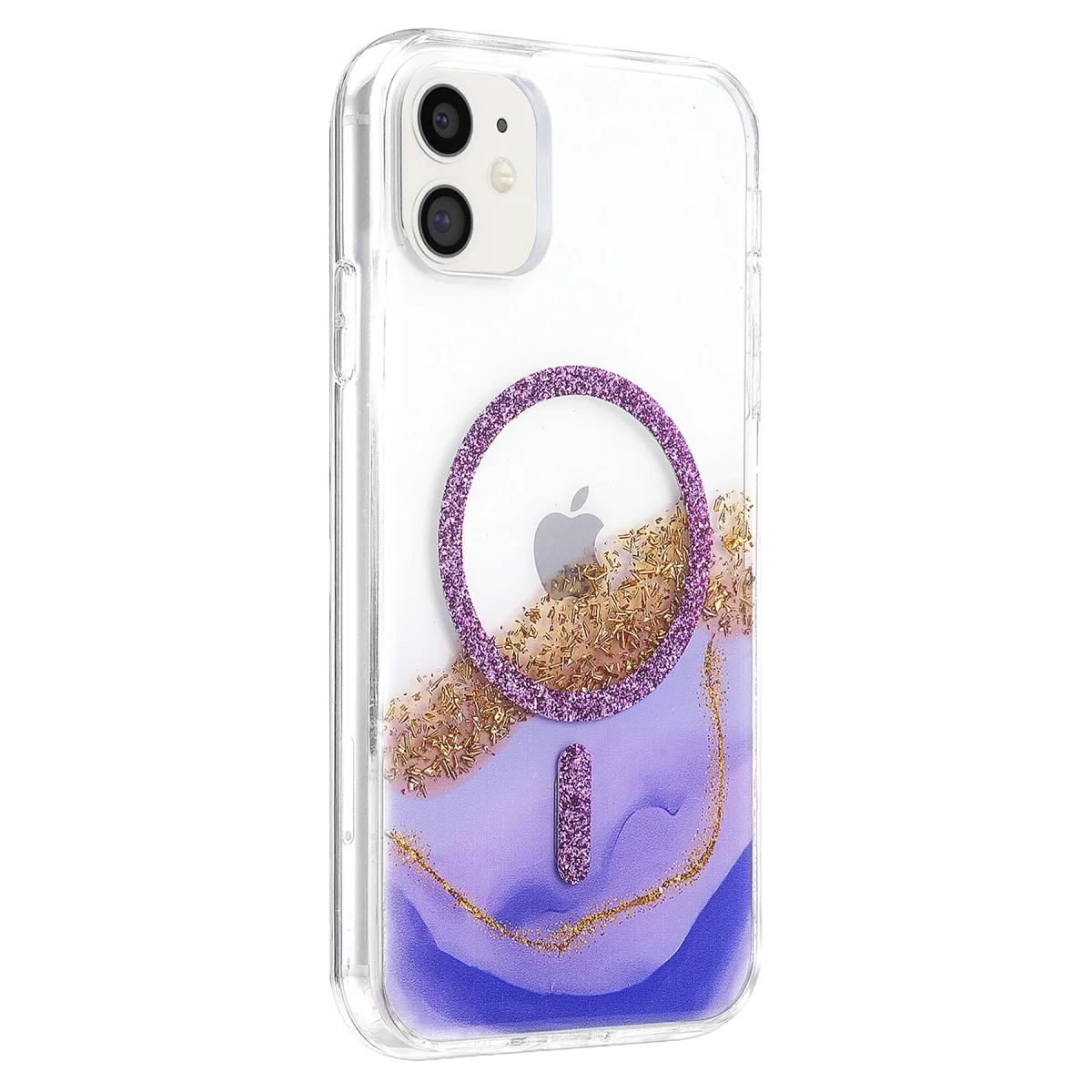 Onegif Apple İphone 11 Lotus Simli Magsafe Kapak - Mor görsel 2