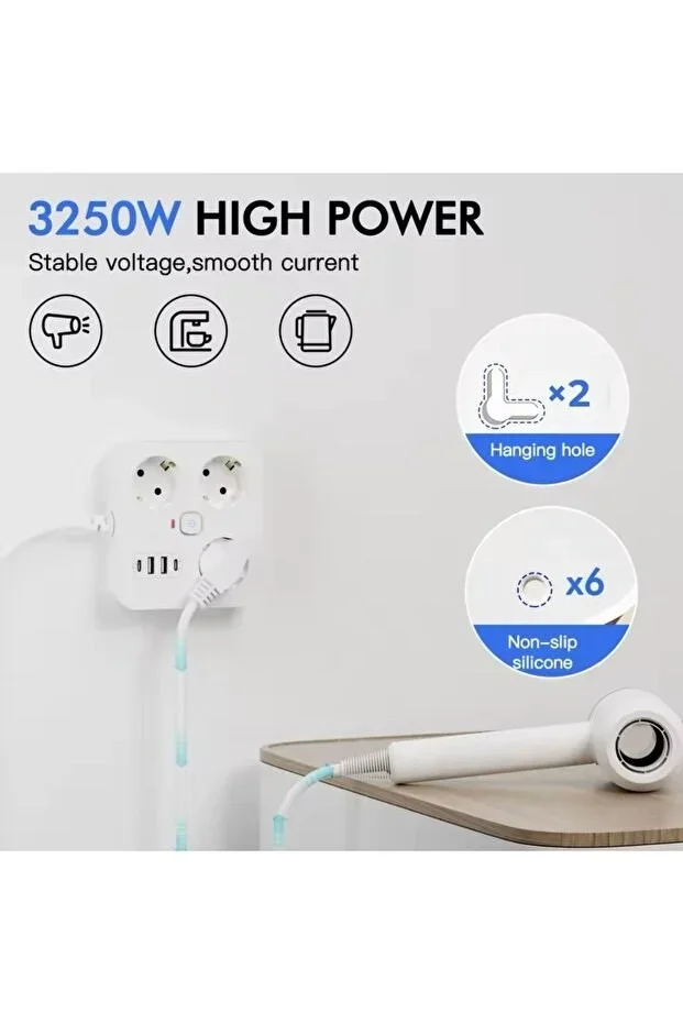 sonx Akım Korumalı Avrupa Tip-C USB Soket Kartı 2 Metre - Güvenli ve Uzun Kablo Çözümü görsel 5