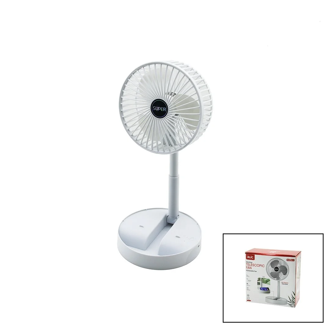 Masa Üstü Vantilatör Usb Şarjlı Katlanır FAN=16.4CM - Uzayan AYAK=12.5-19CM 180 Derece Dönebilen Telefonluklu BWFN-11