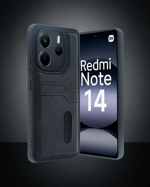 Xiaomi Redmi Note 14 4g Kılıf Sara Kartvizitli Deri Kılıf - Siyah