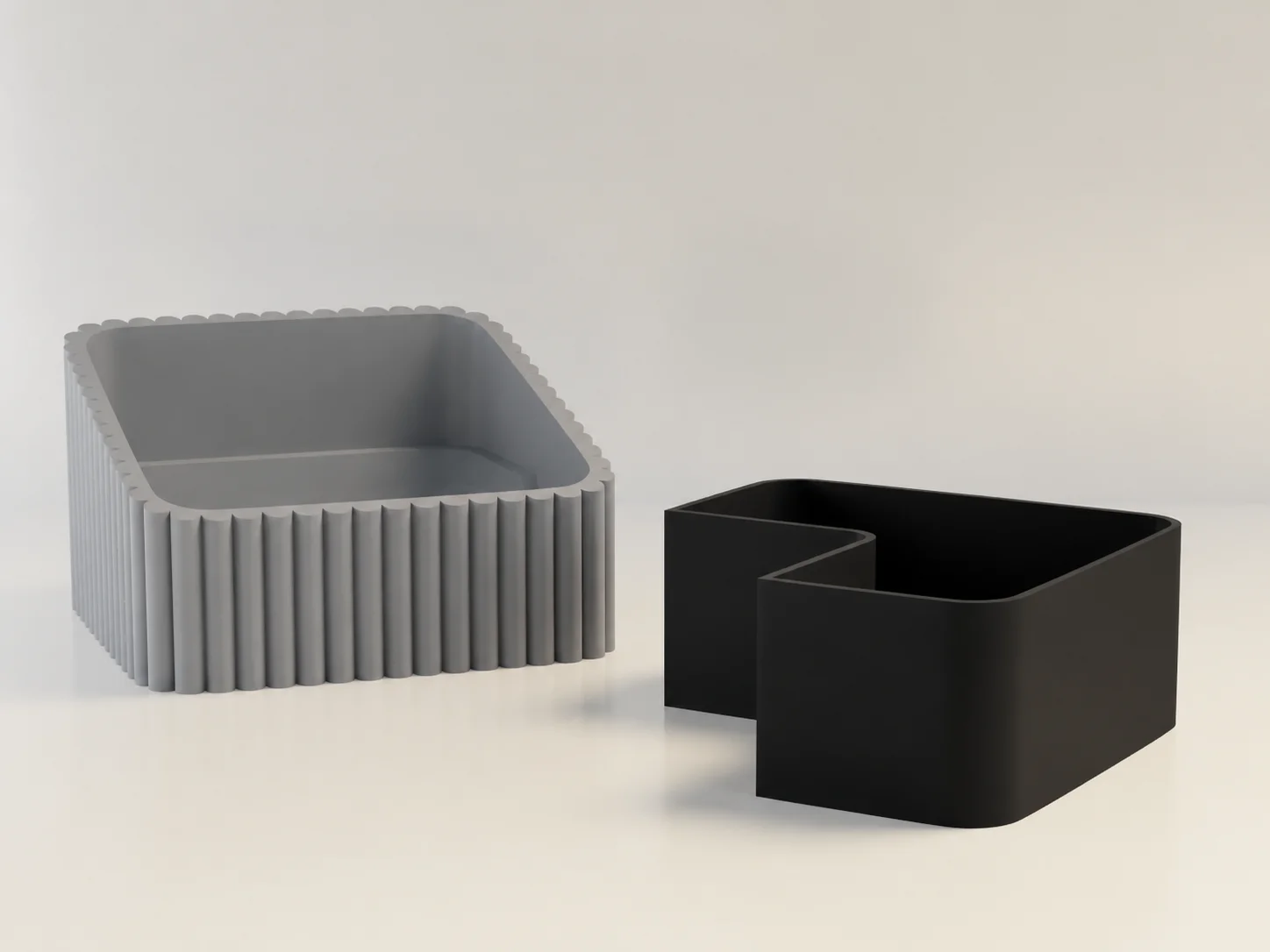 3D Baskı Fıstık Kasesi - Çift Hazneli Kabuk Ayırıcı Sunum Kasesi - Gri Siyah görsel 2
