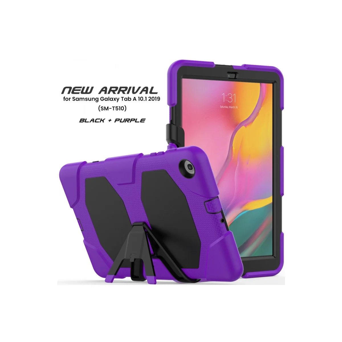 Samsung Galaxy T510 Tab A 10.1 Kılıf Griffin Tablet Kapak - Mor görsel 2