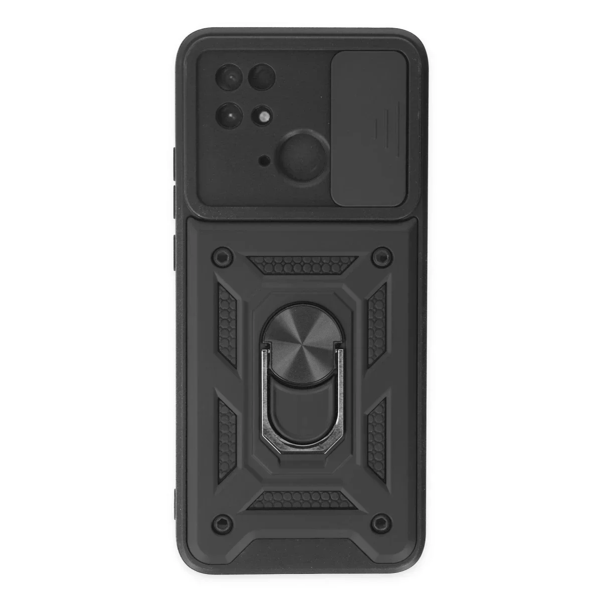Xiaomi Redmi 10C Kılıf Pars Lens Yüzüklü Silikon - Siyah
