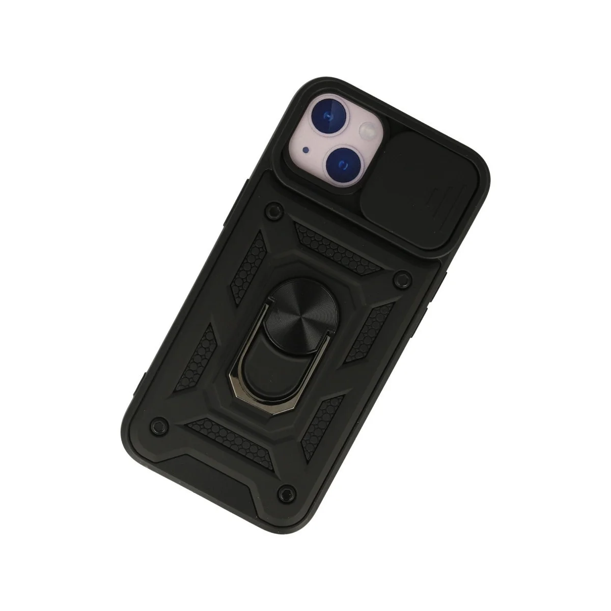 Apple İphone 13 Kılıf Pars Lens Yüzüklü Silikon - Siyah görsel 3