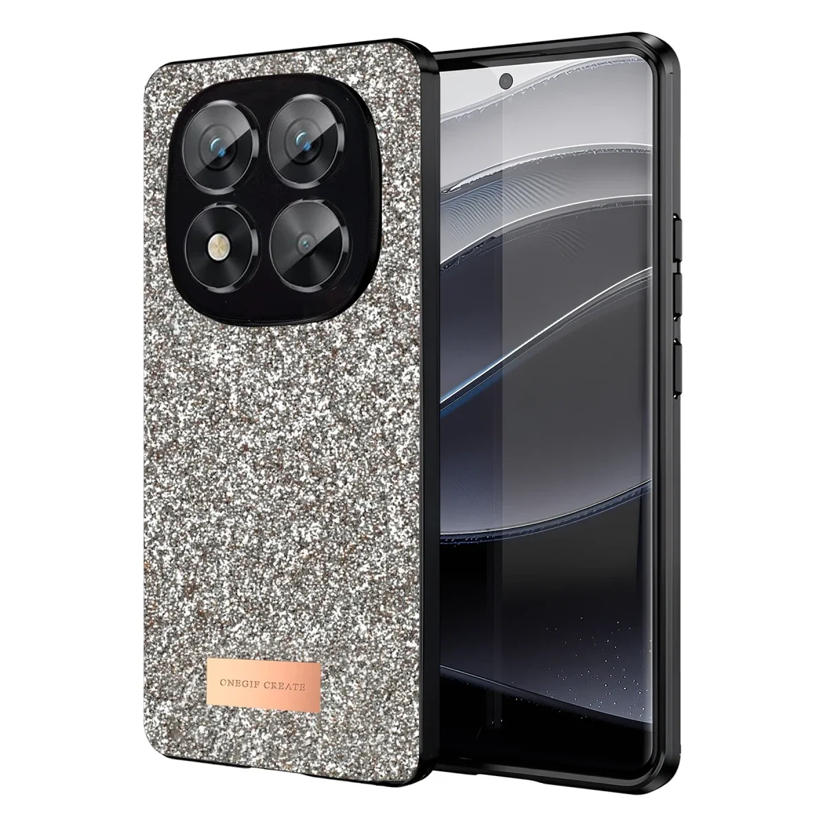 Onegif Xiaomi Redmi Note 14 Pro 5G Bright Simli Kapak - Gold