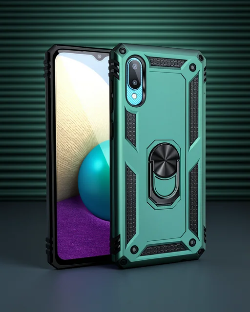 Samsung Galaxy A02 Kılıf Sofya Yüzüklü Silikon Kapak - Yeşil