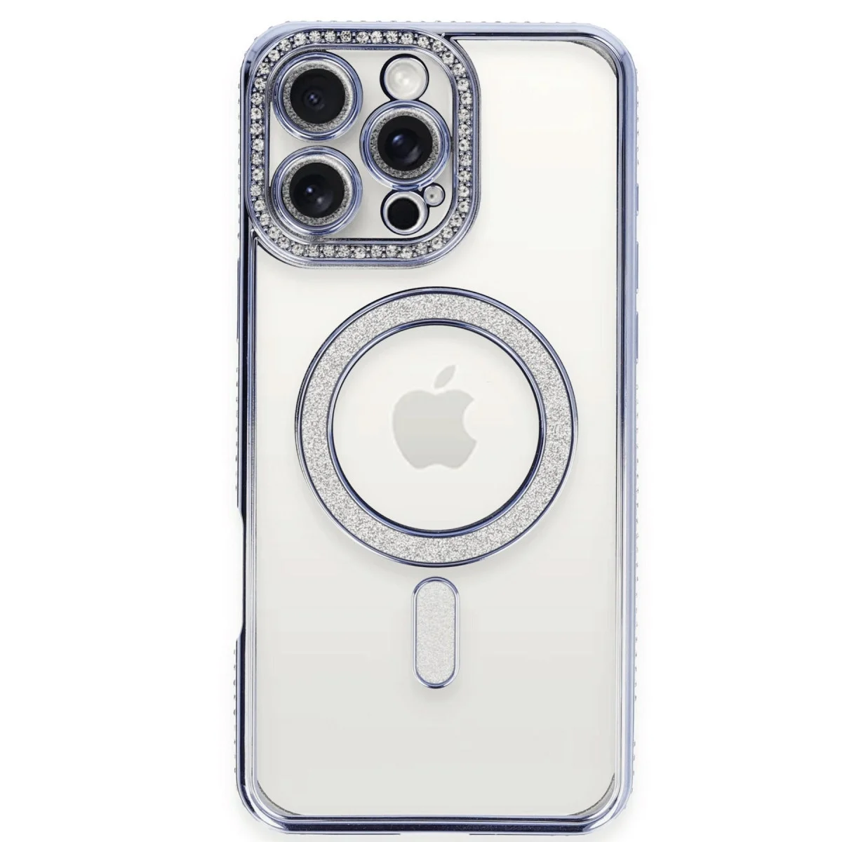 Apple İphone 16 Pro Kılıf Joke Simli Magneticsafe Kılıf - Mavi görsel 2