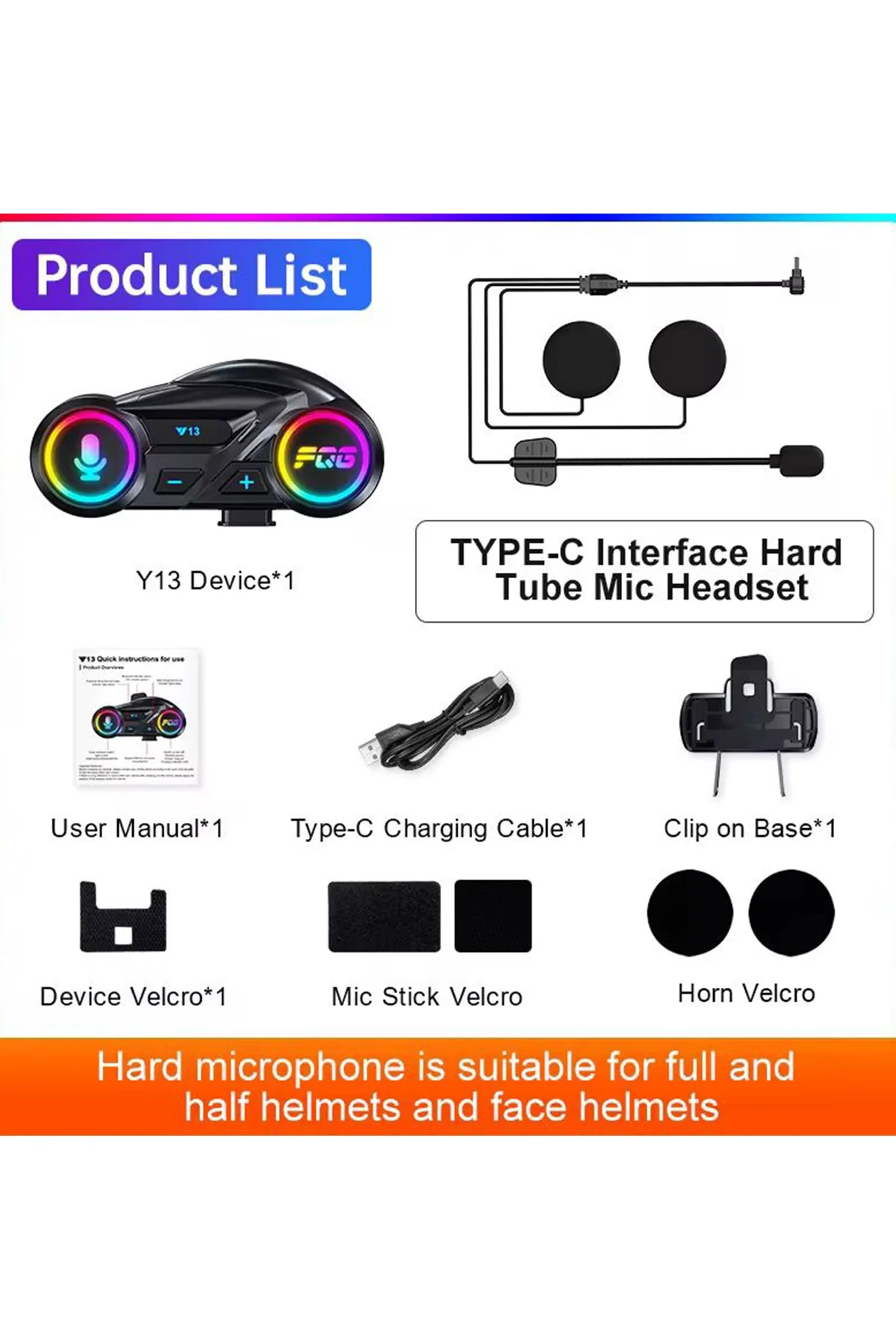 Y13 Motor Kask Kulaklık Rgb Modlu Radyolu Motosiklet Kulaklık 5.3 Bluetooth Intercom görsel 7