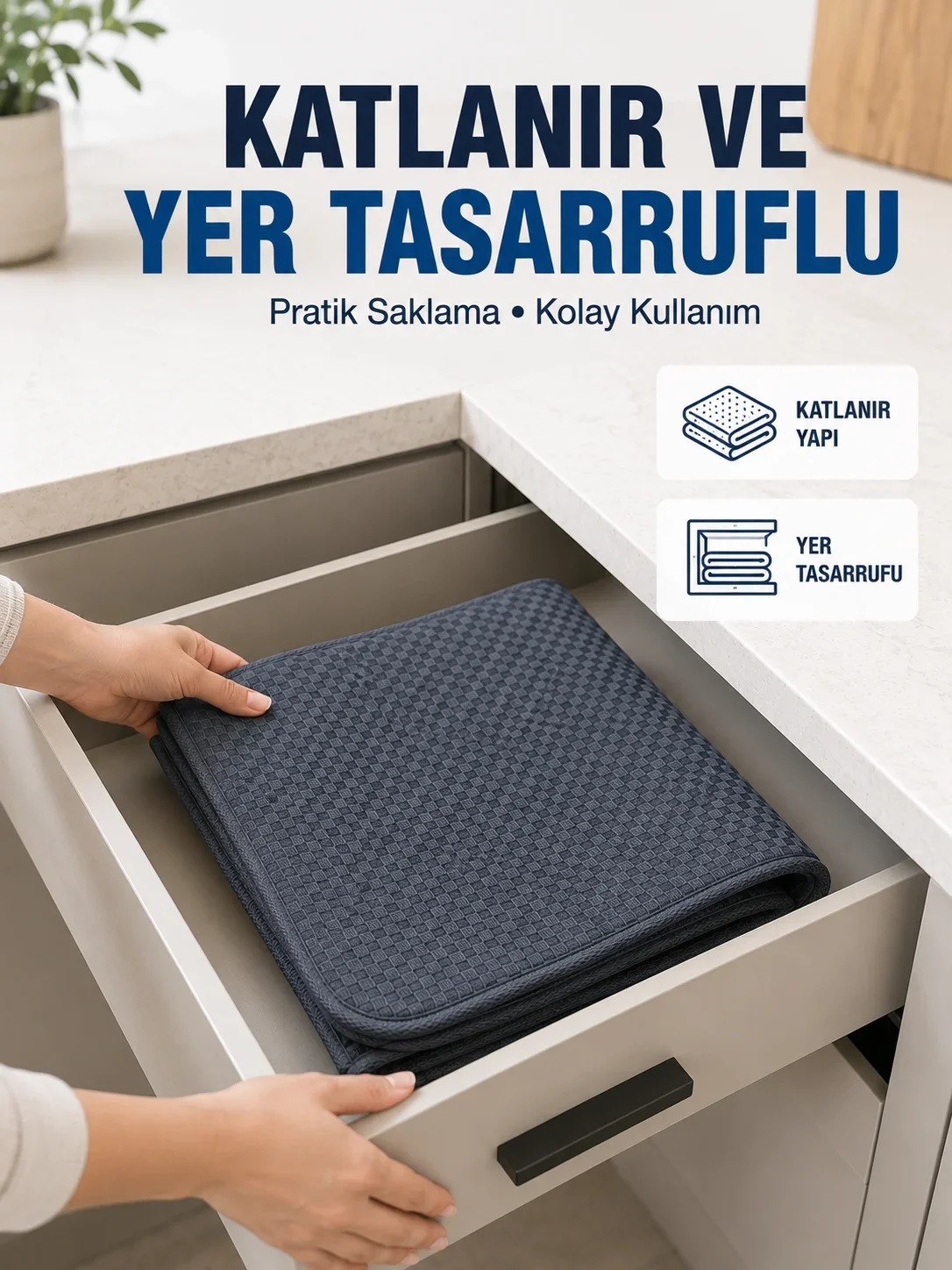Mutfak İçin Su Eci Kurutma Matı Bardak, Tabak ve Kase Kurutma Matı