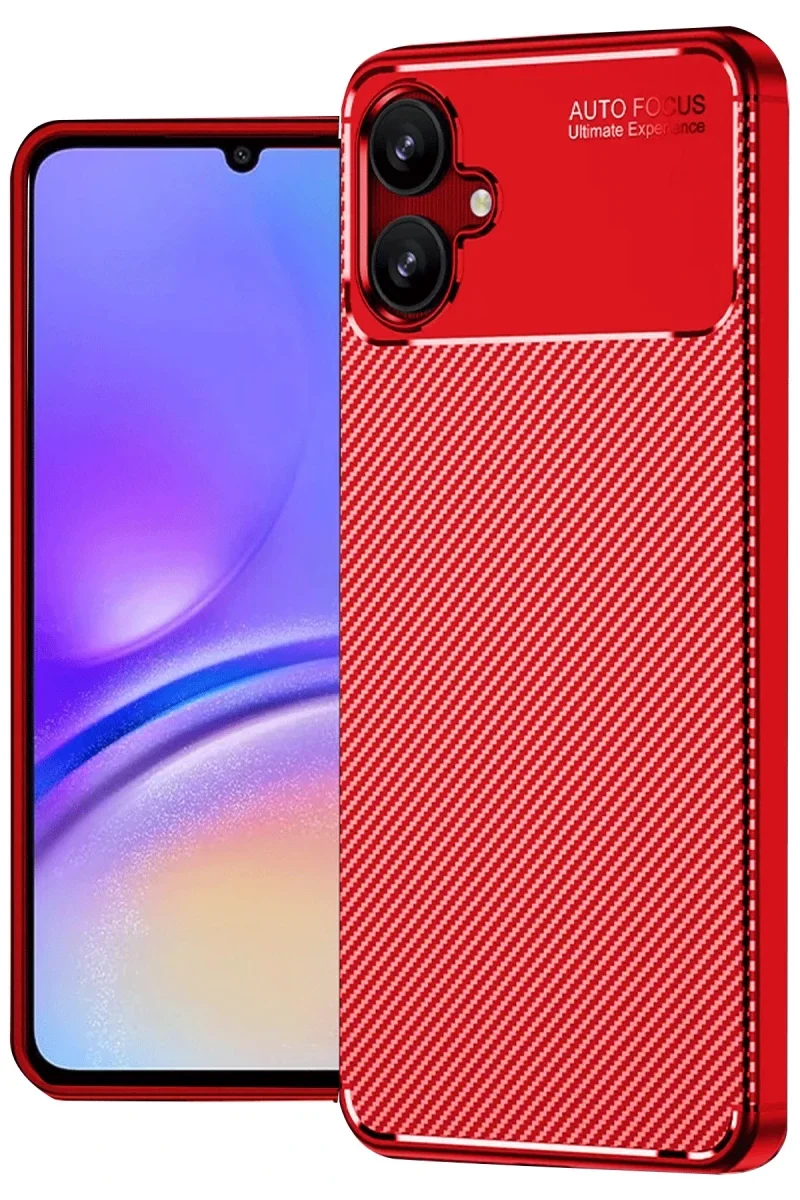 Samsung Galaxy A06 Kılıf Auto Focus Karbon Kapak - Kırmızı