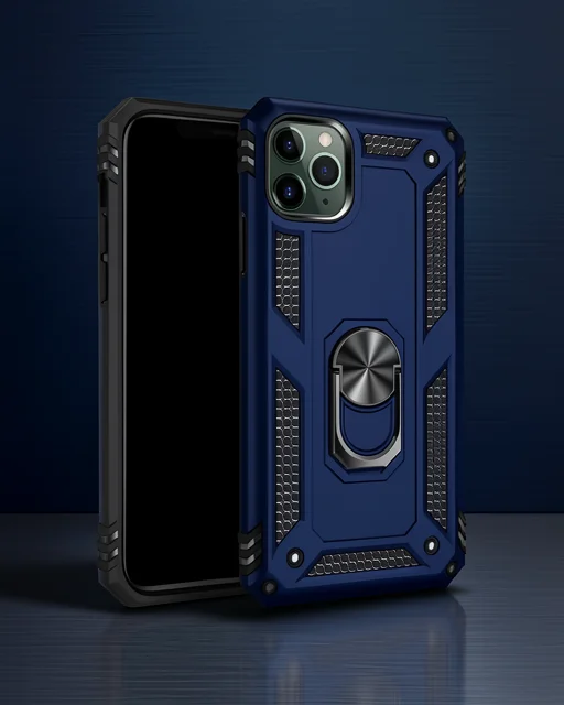 Apple İphone 11 Pro Kılıf Sofya Yüzüklü Silikon Kapak - Lacivert