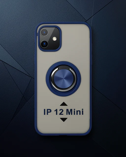 Apple İphone 12 Kılıf Montreal Yüzüklü Silikon Kapak - Lacivert
