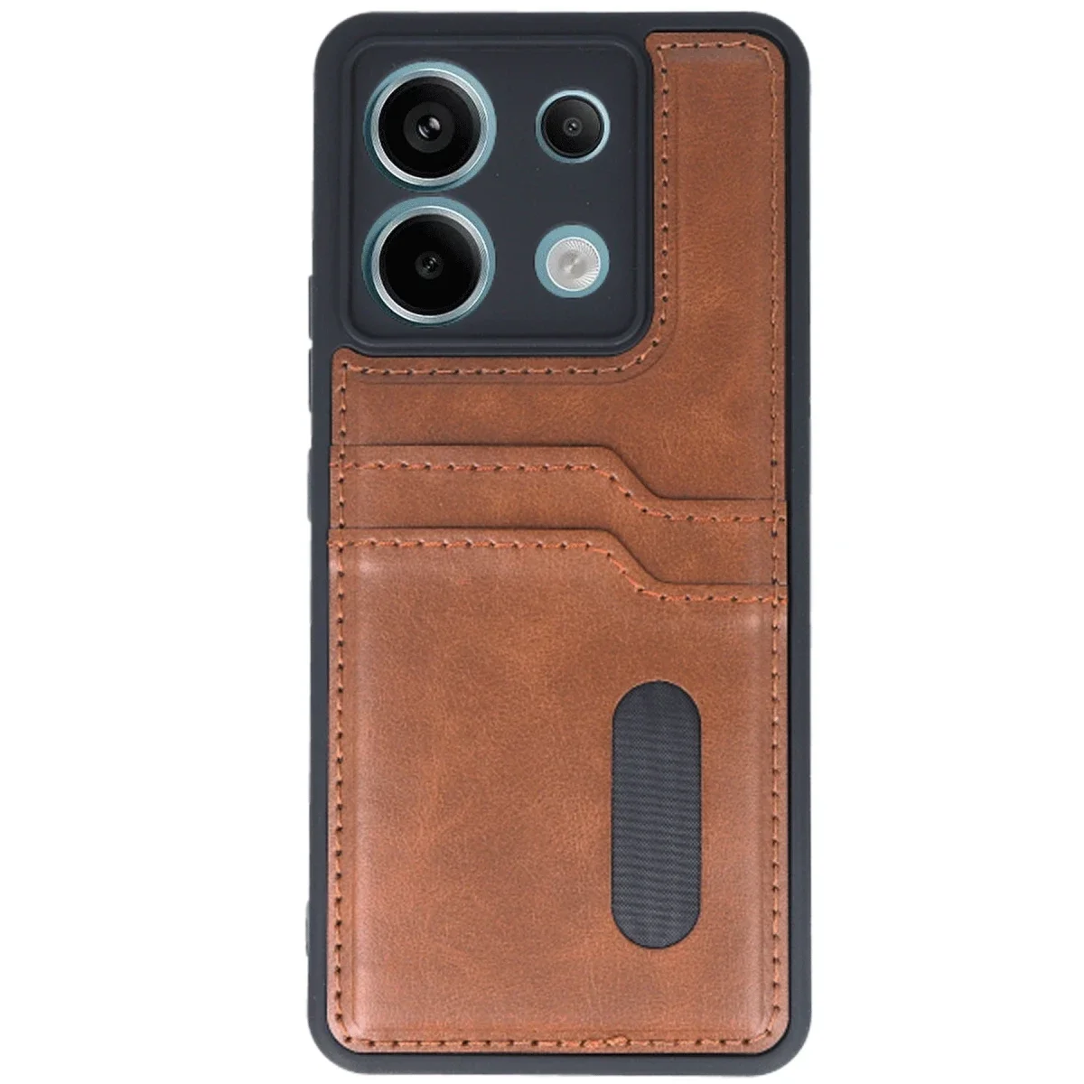 Xiaomi Redmi Note 13 Pro 4G Kılıf Sara Kartvizitli Deri Kılıf - Taba görsel 2