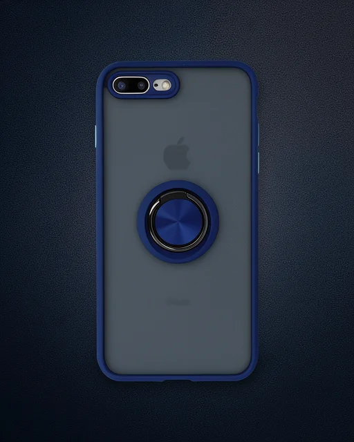 Apple İphone 7 Plus Kılıf Montreal Yüzüklü Silikon Kapak - Lacivert