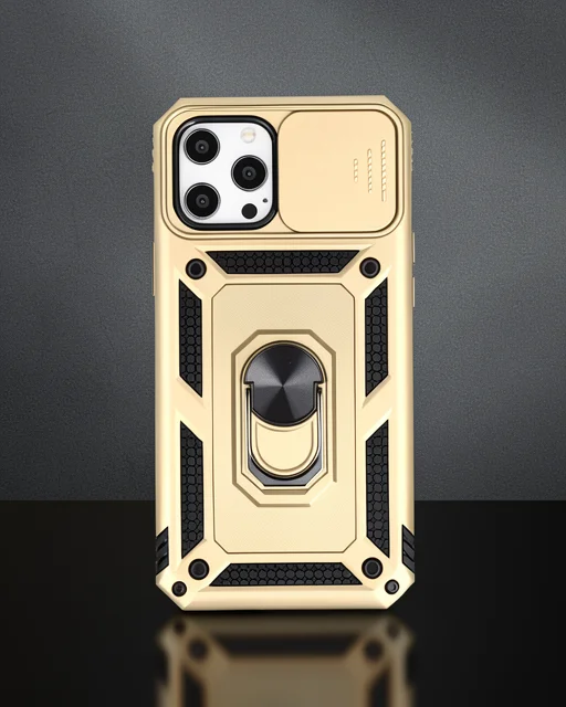 Apple İphone 12 Pro Max Kılıf Pars Lens Yüzüklü Silikon - Gold