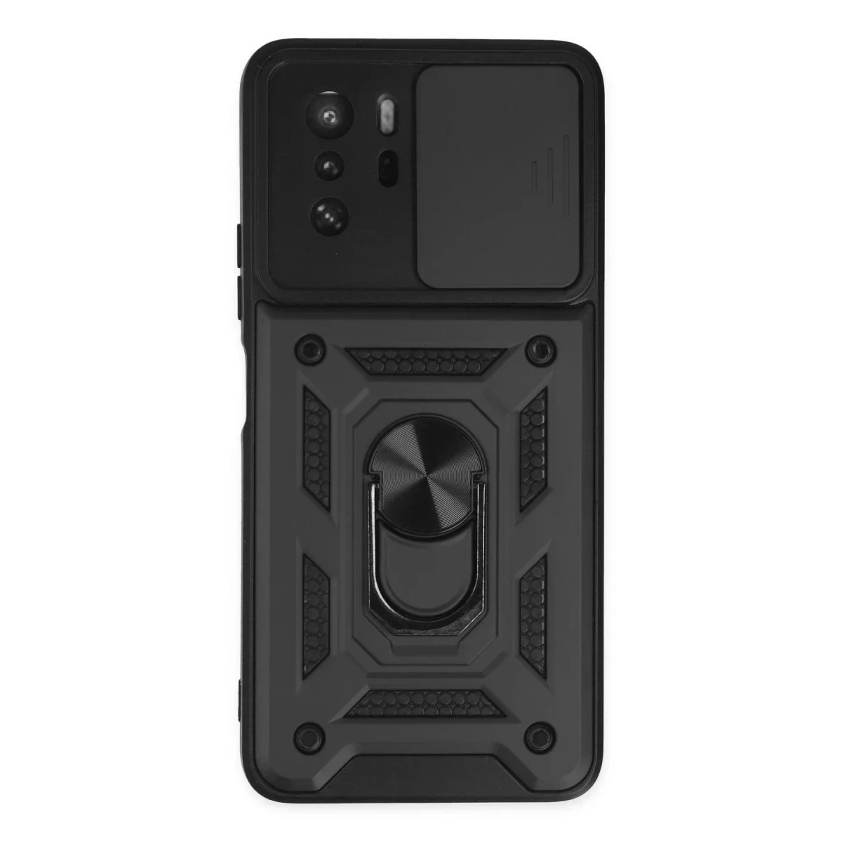 Xiaomi Poco X3 GT Kılıf Pars Lens Yüzüklü Silikon - Siyah