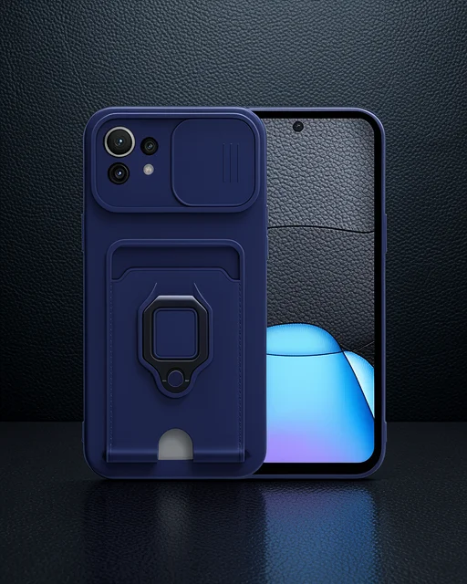 Xiaomi Mi 11 Lite Kılıf Zuma Kartvizitli Yüzüklü Silikon - Lacivert