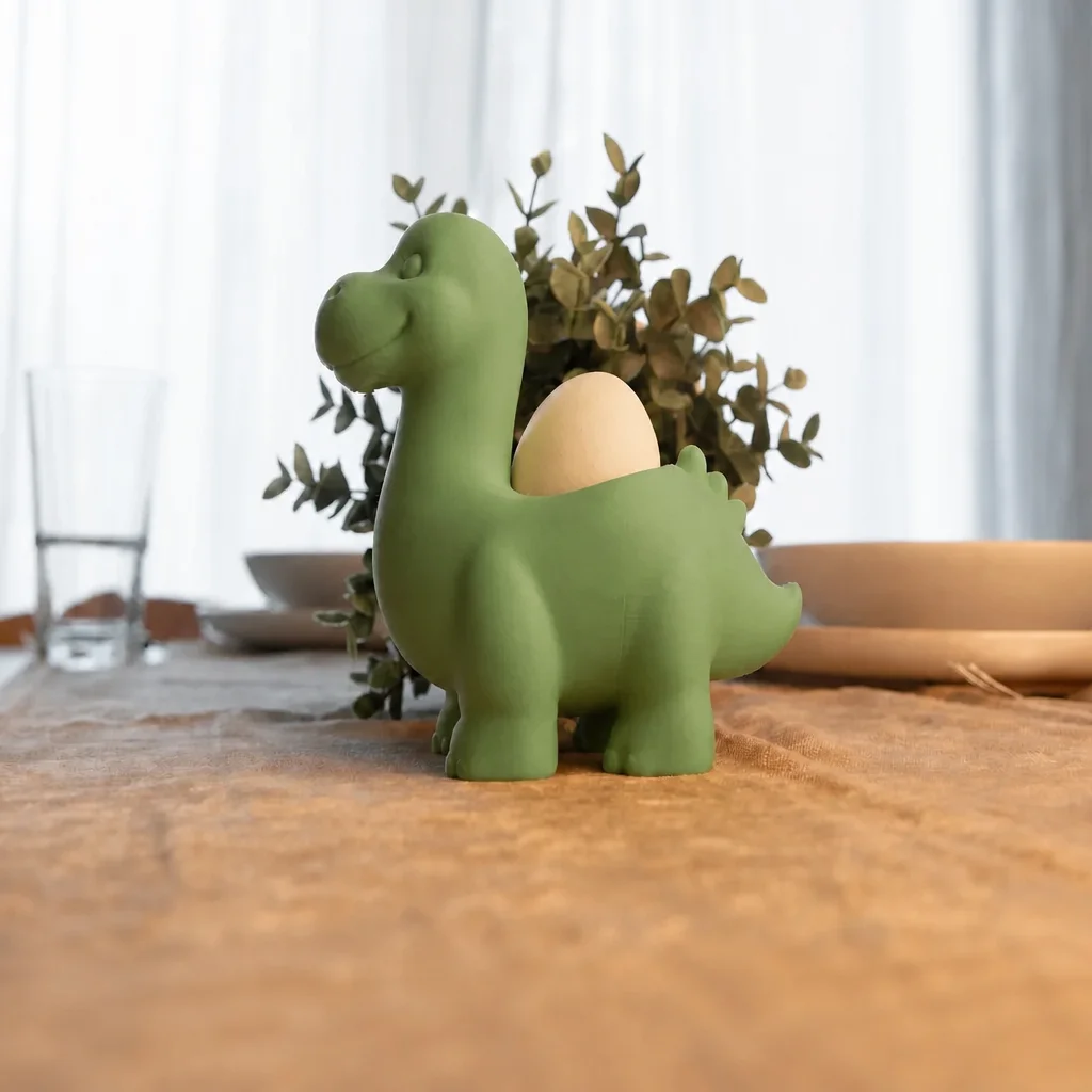 3D Baskı Dinozor Yumurtalık - Sevimli Eggosaurus Yumurta Tutucu-Yeşil görsel 3