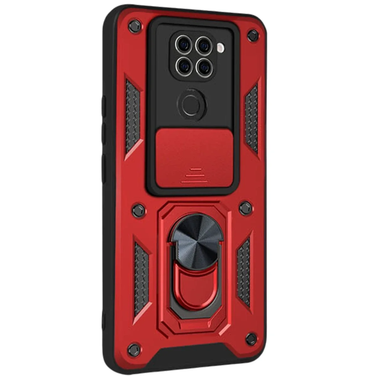 Xiaomi Redmi Note 9 4G Kılıf Pars Lens Yüzüklü Silikon - Kırmızı görsel 2