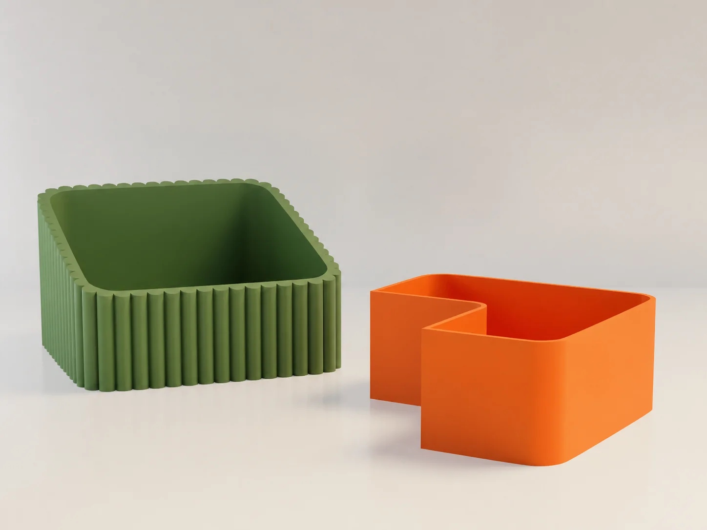 3D Baskı Fıstık Kasesi - Çift Hazneli Kabuk Ayırıcı Sunum Kasesi - Yeşil Turuncu görsel 2