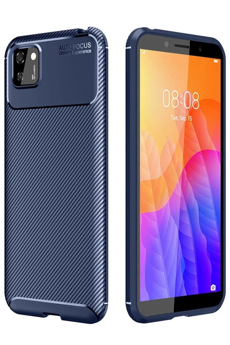 Huawei Y5P Kılıf Auto Focus Karbon Kapak - Lacivert