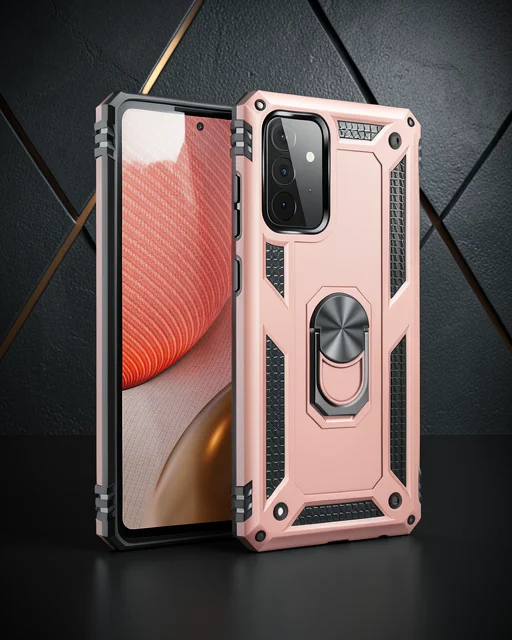 Samsung Galaxy A72 Kılıf Sofya Yüzüklü Silikon Kapak - Rose